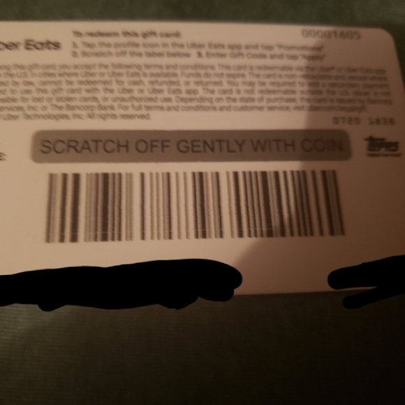 $20 uber eats gift card
